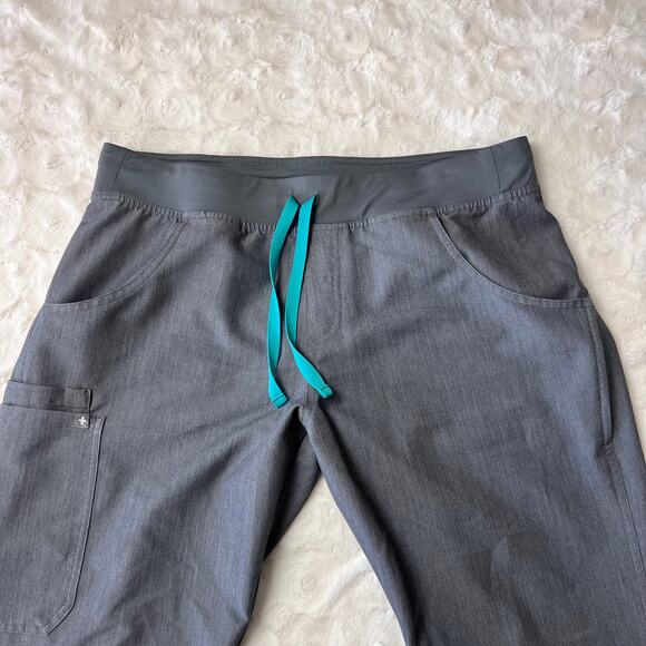 FIGS Technical Collection Gray Scrub Pants Straight Leg Drawstring Pockets L - Picture 5 of 8